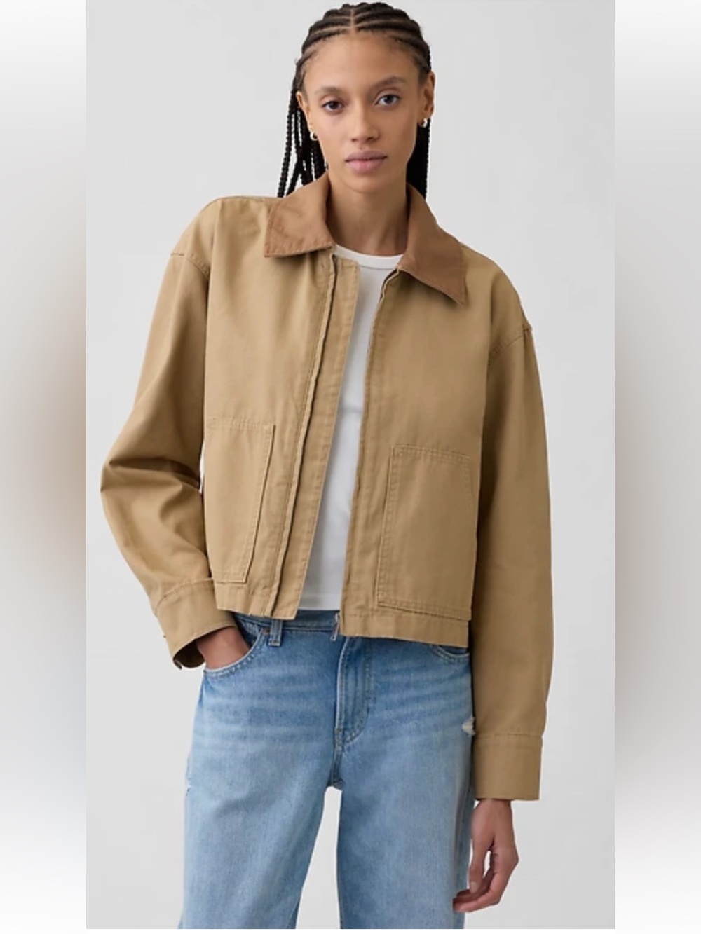 Gap Relaxed Cropped Canvas Barn Jacket Cotton M NWT